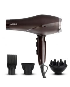 AGARO 2000W AC Professional Hair Dryer with Comb, Concentrator & Diffuser Nozzles, 2 Speed & 3 Temperature Settings  HD-1120 