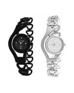 IIK collection Silver And Black Dial Girl's Pack of 2 Watch