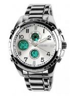 SKMEI 1030 Analog, Digital Multifunction Steel Chain Silver Dial Watch for Men