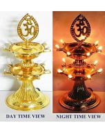 Virat Om Diya deepak jyot / jyoti lights Diwali Electric Gold Diya/Deepak Rice Light Bulb Lamp for Pooja/Puja 2 Floor With 3 Months Warranty