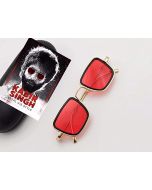 CostaRica Red Men's Square Metal Frame Sunglasses - Kabir Singh