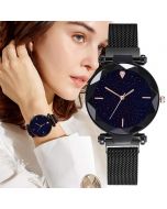 Round Analogue Women's Watch (Black Dial Black Colored Strap) For Girls