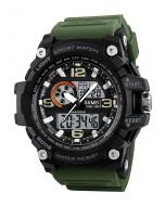 Skmei 1283 Black Dial Army Green Strap Analogue-Digital Men's & Boy's khaki Green Watch