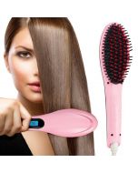 Virat Fast Hair Straightener Brush with Temperature (Pink)