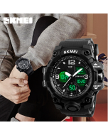 SKMEI Analog-Digital Black Dial Men's Watch-AD1155 BK White